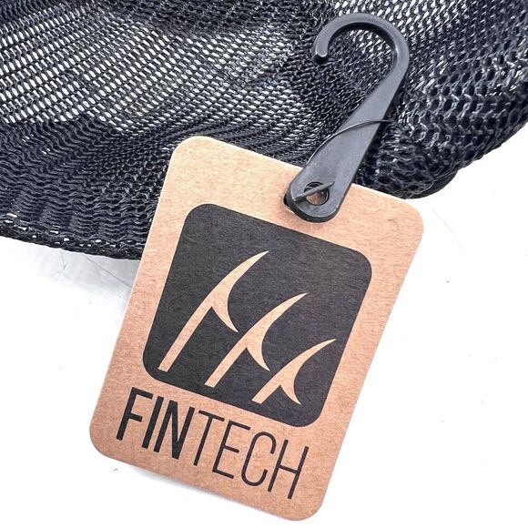Fintech Fishing Black Logo Patch Mesh Snap Back Trucker Cap Hat Unisex OS - Picture 4 of 6